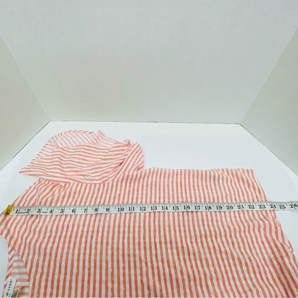 Floral & Vine Front Tie Pullover Blouse Large Coral & White Striped 100% Viscose - Picture 11 of 11